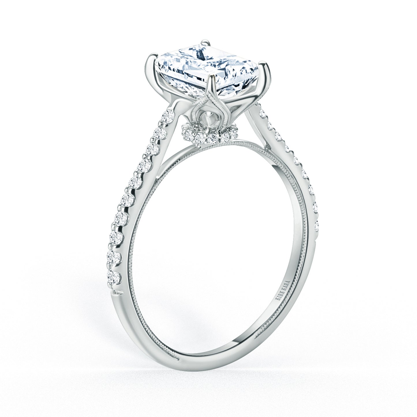 Cathedral Hidden Halo Solitaire Diamond Engagement Ring