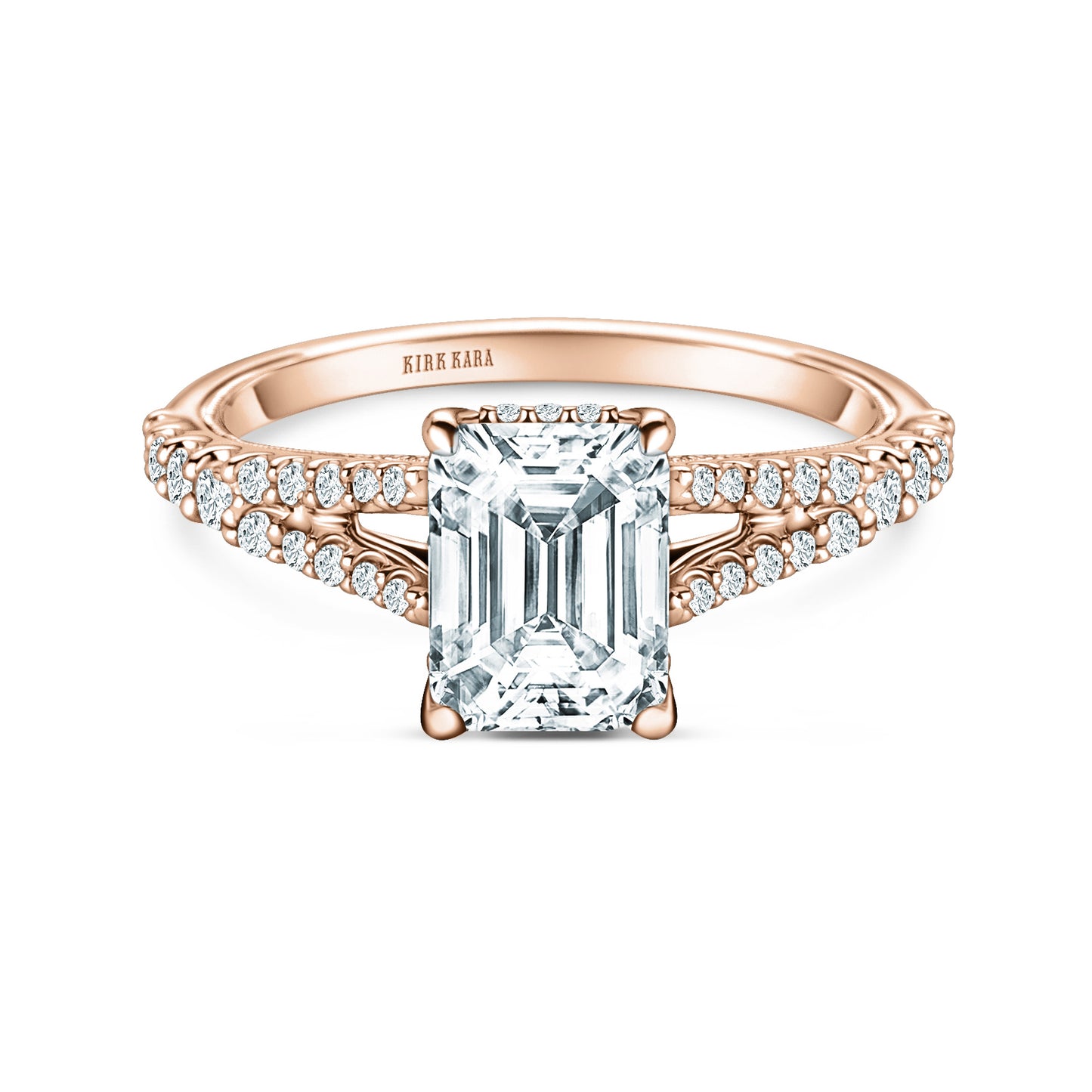 Classic Split Shank Hidden Halo Diamond Engagement Ring