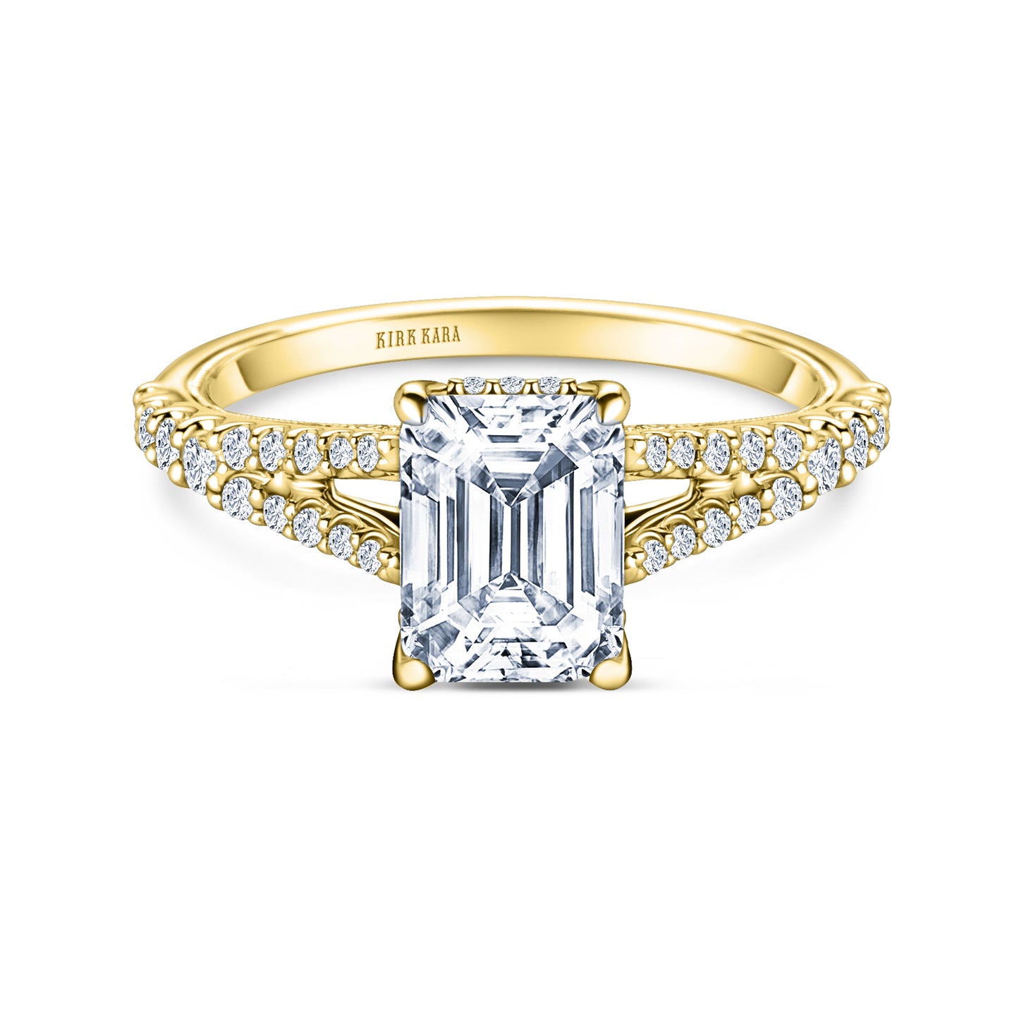 Classic Split Shank Hidden Halo Diamond Engagement Ring