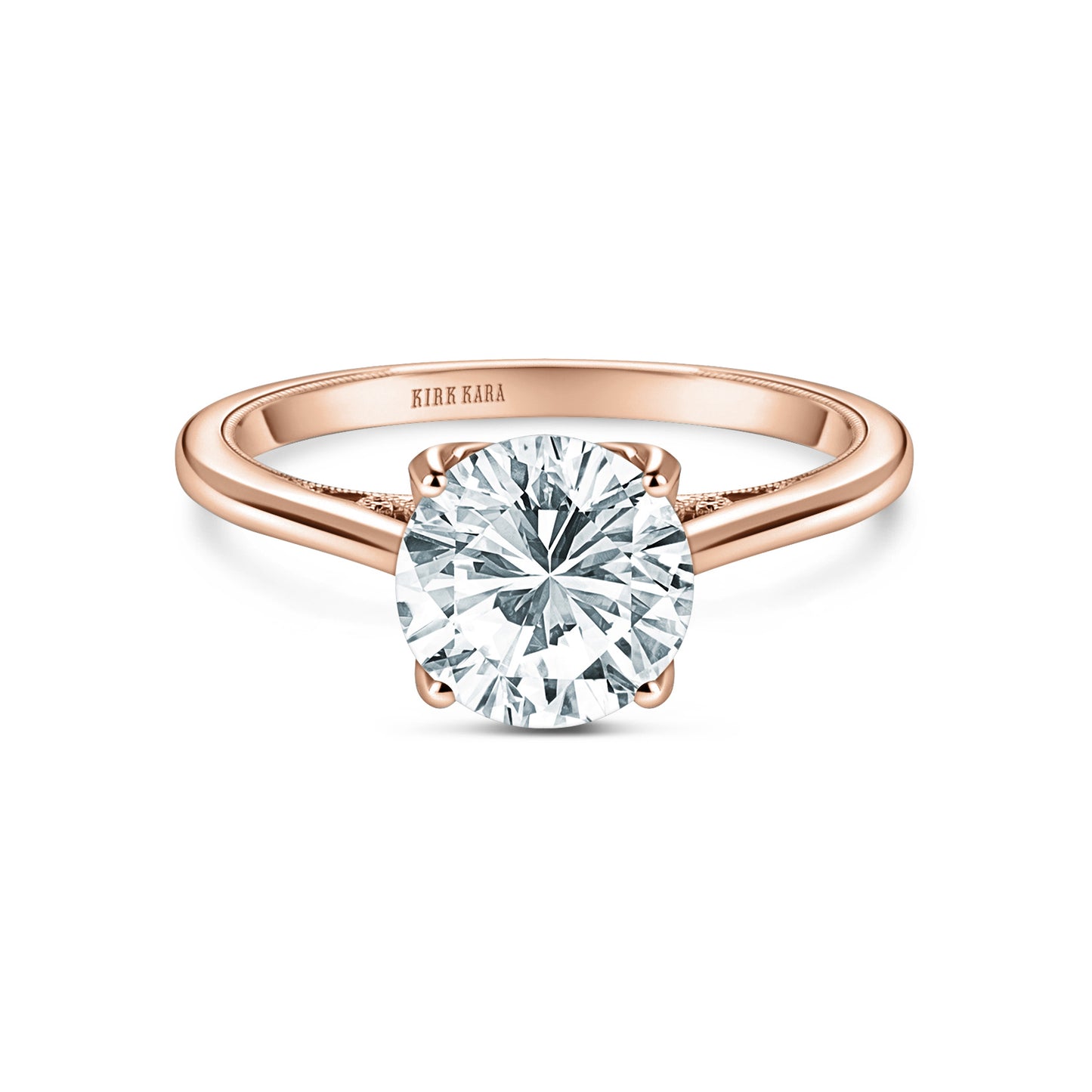 Cathedral Filigree Hidden Halo Solitaire Engagement Ring