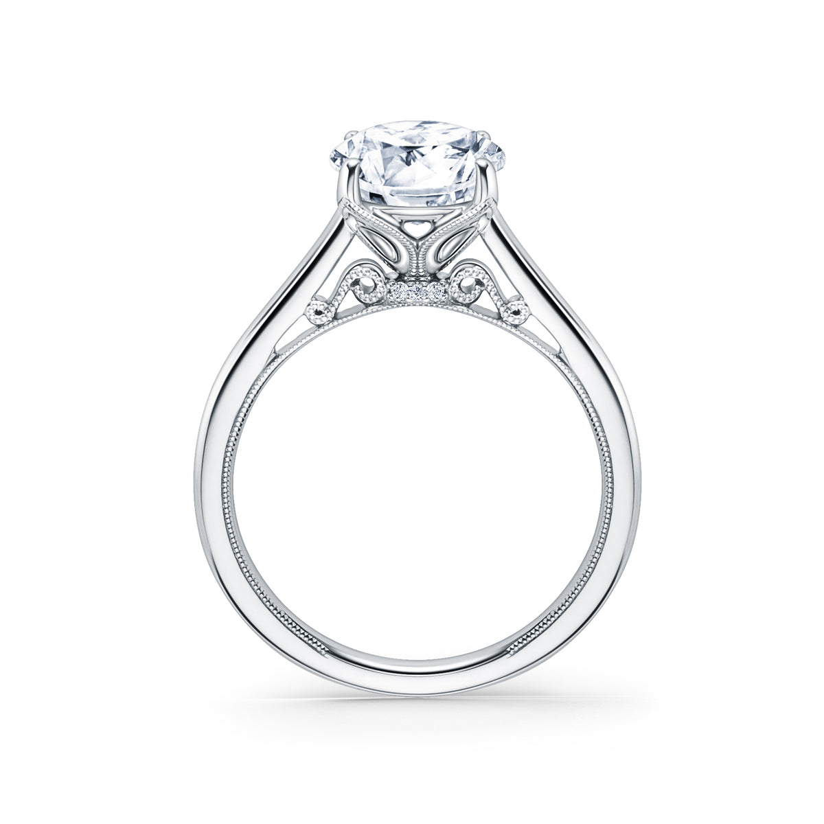 Cathedral Filigree Hidden Halo Solitaire Engagement Ring – Kirk Kara