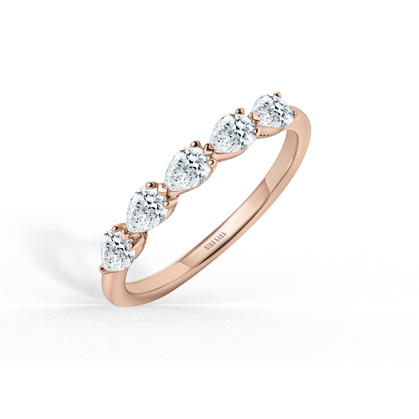 Prong Set Milgrain Pear Diamond Wedding Band