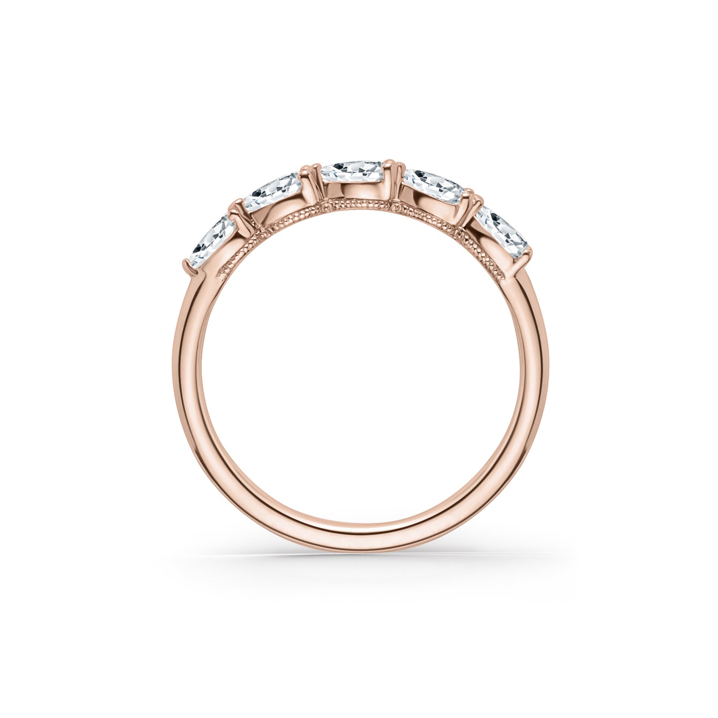 Prong Set Milgrain Pear Diamond Wedding Band