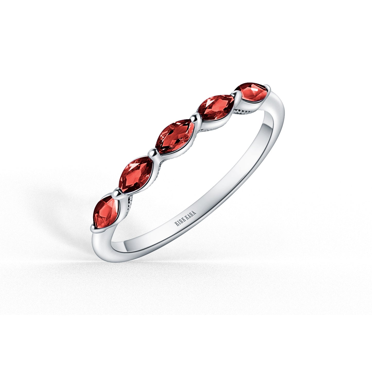 Prong Set Milgrain Marquise Ruby Wedding Band
