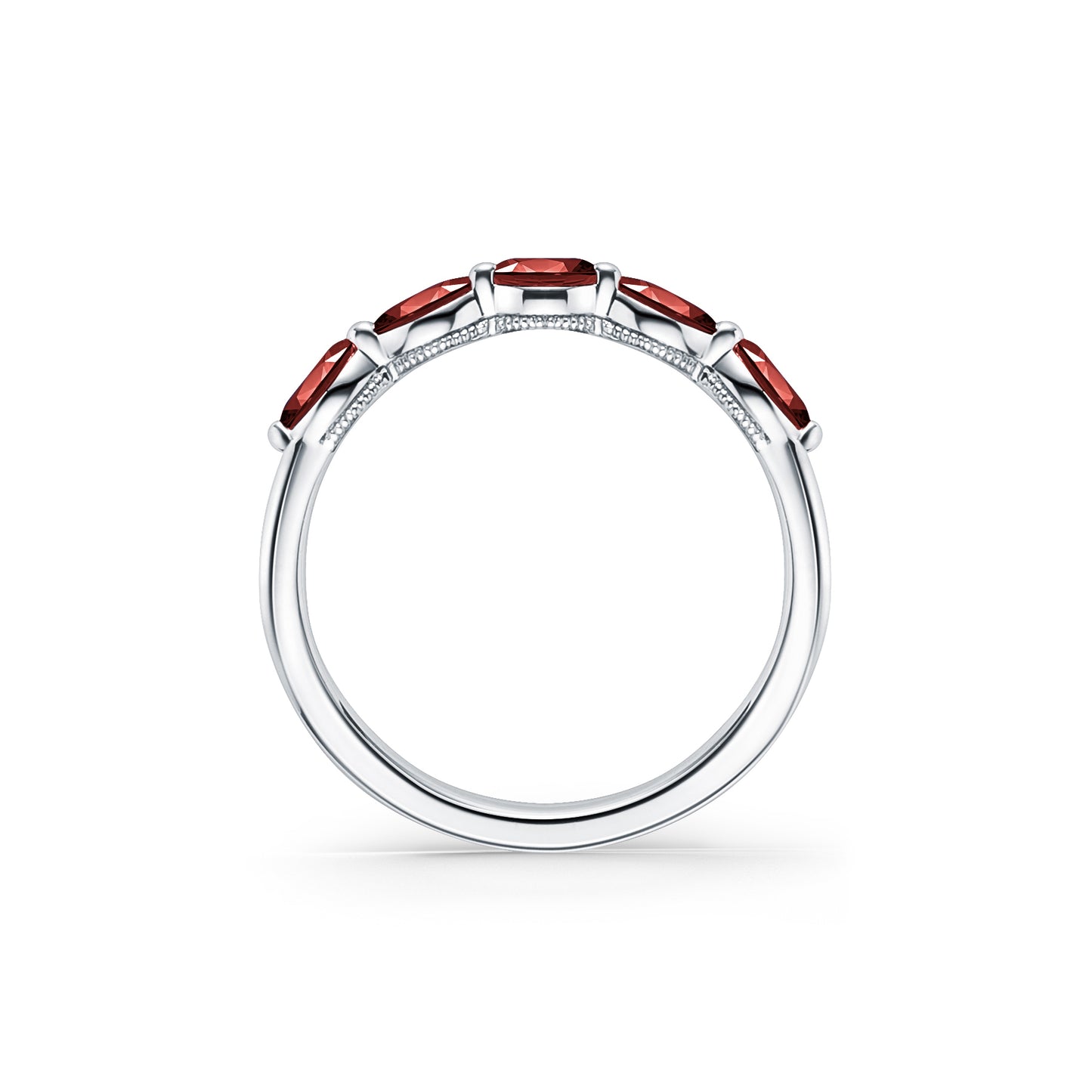 Prong Set Milgrain Marquise Ruby Wedding Band