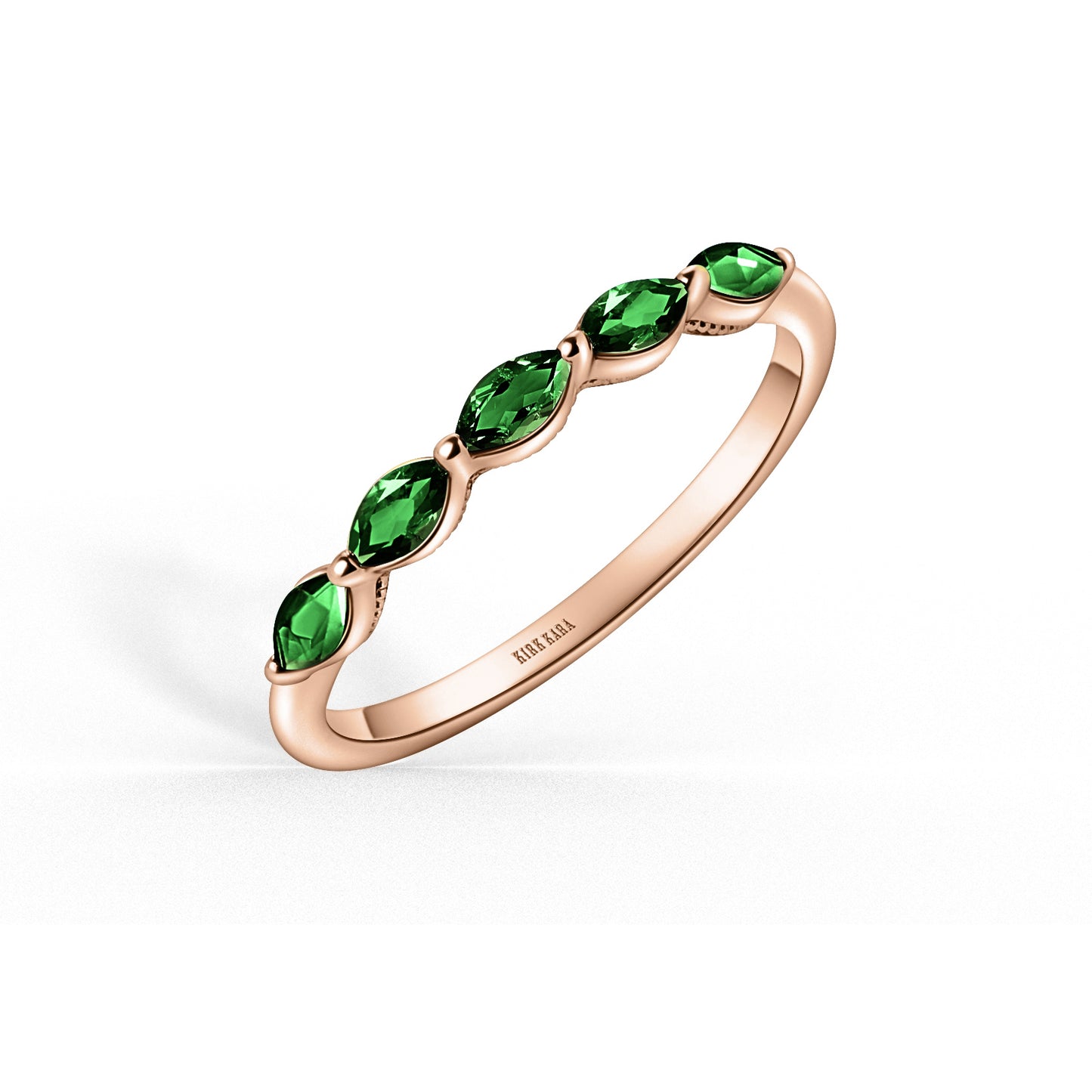 Prong Set Milgrain Marquise Tsavorite Wedding Band