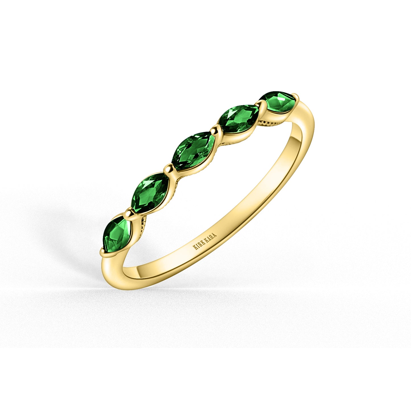 Prong Set Milgrain Marquise Tsavorite Wedding Band