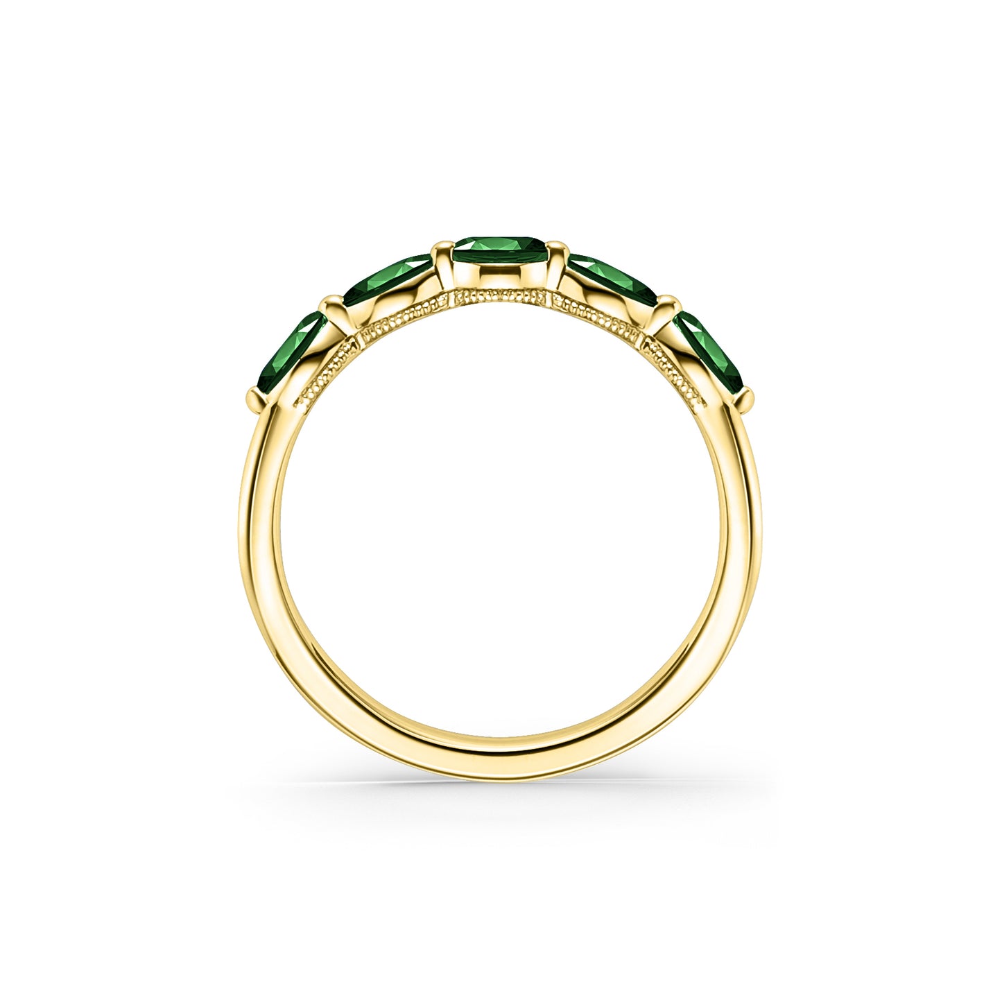 Prong Set Milgrain Marquise Tsavorite Wedding Band