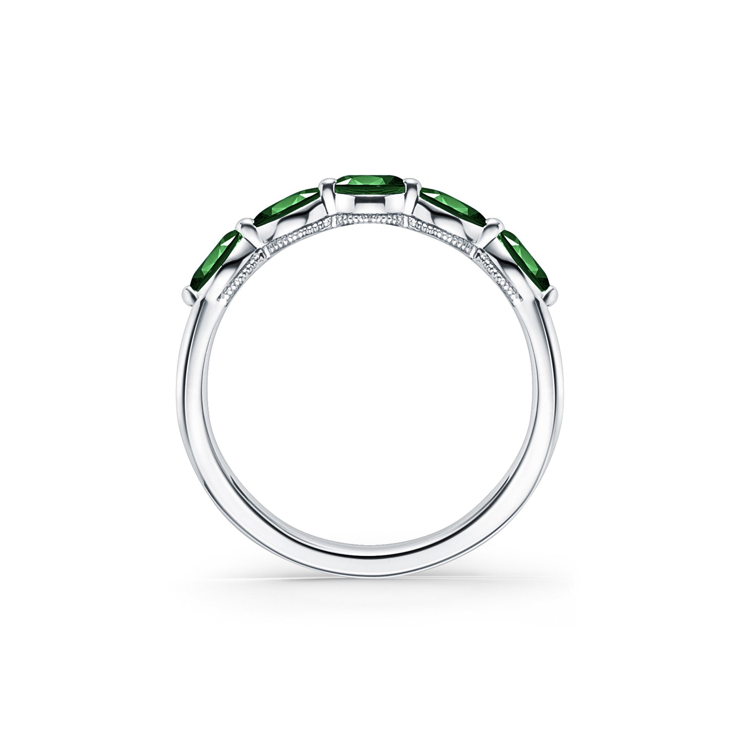 Prong Set Milgrain Marquise Tsavorite Wedding Band