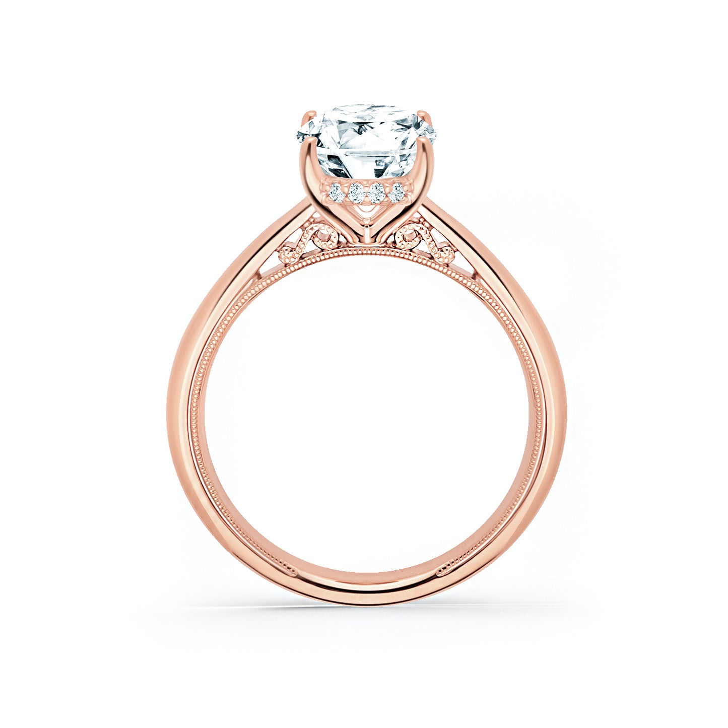 Wide Hidden Halo Classic Solitaire Engagement Ring