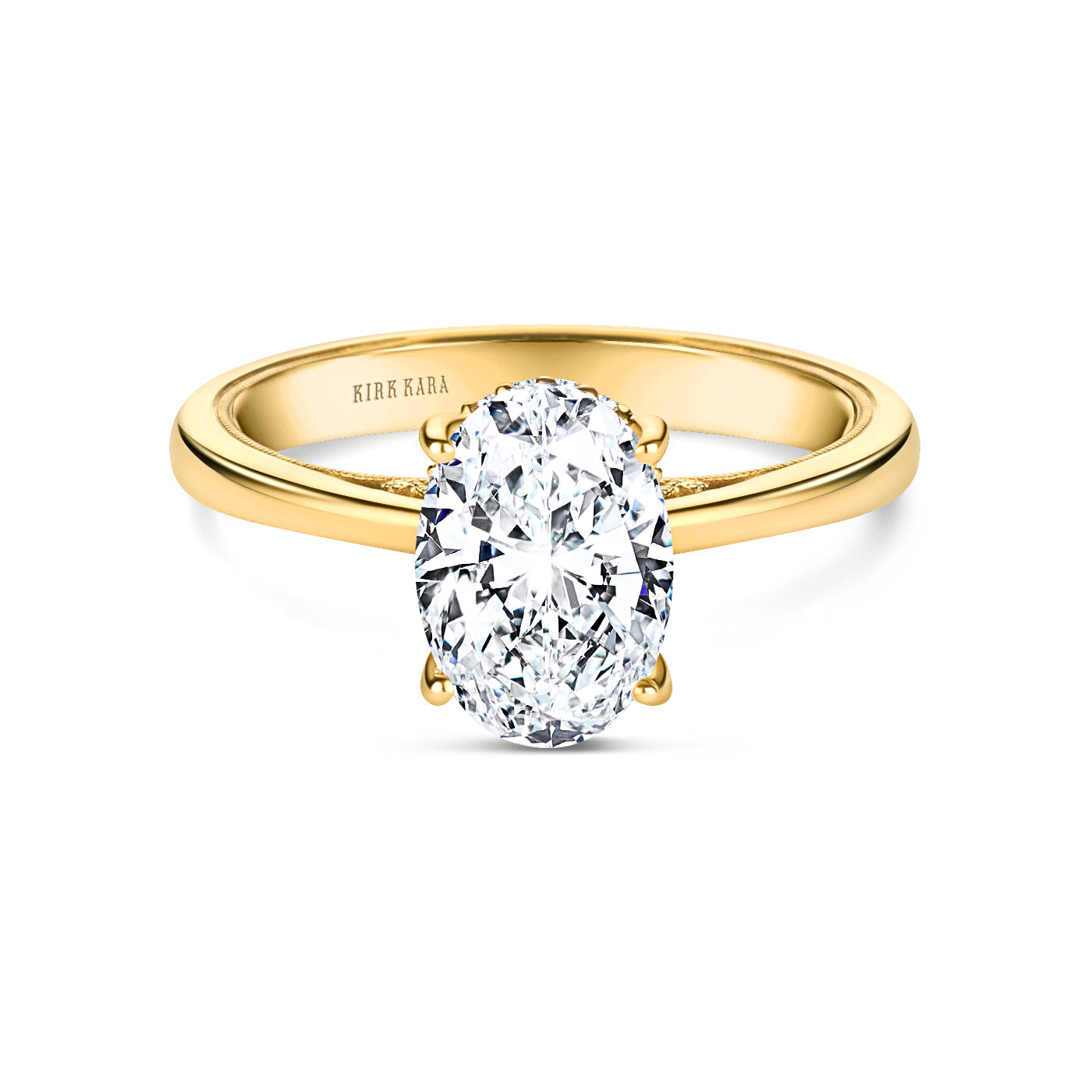Wide Hidden Halo Classic Solitaire Engagement Ring