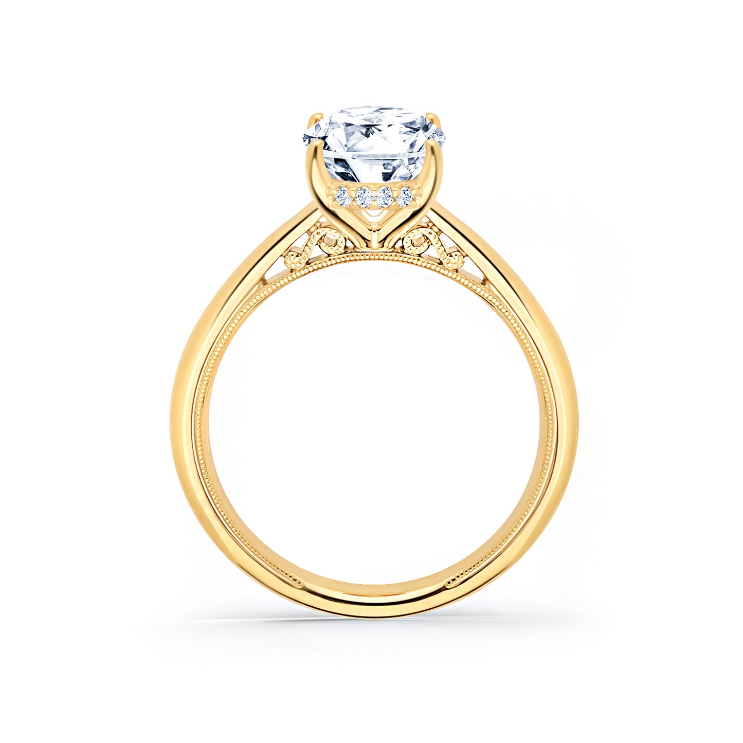 Wide Hidden Halo Classic Solitaire Engagement Ring