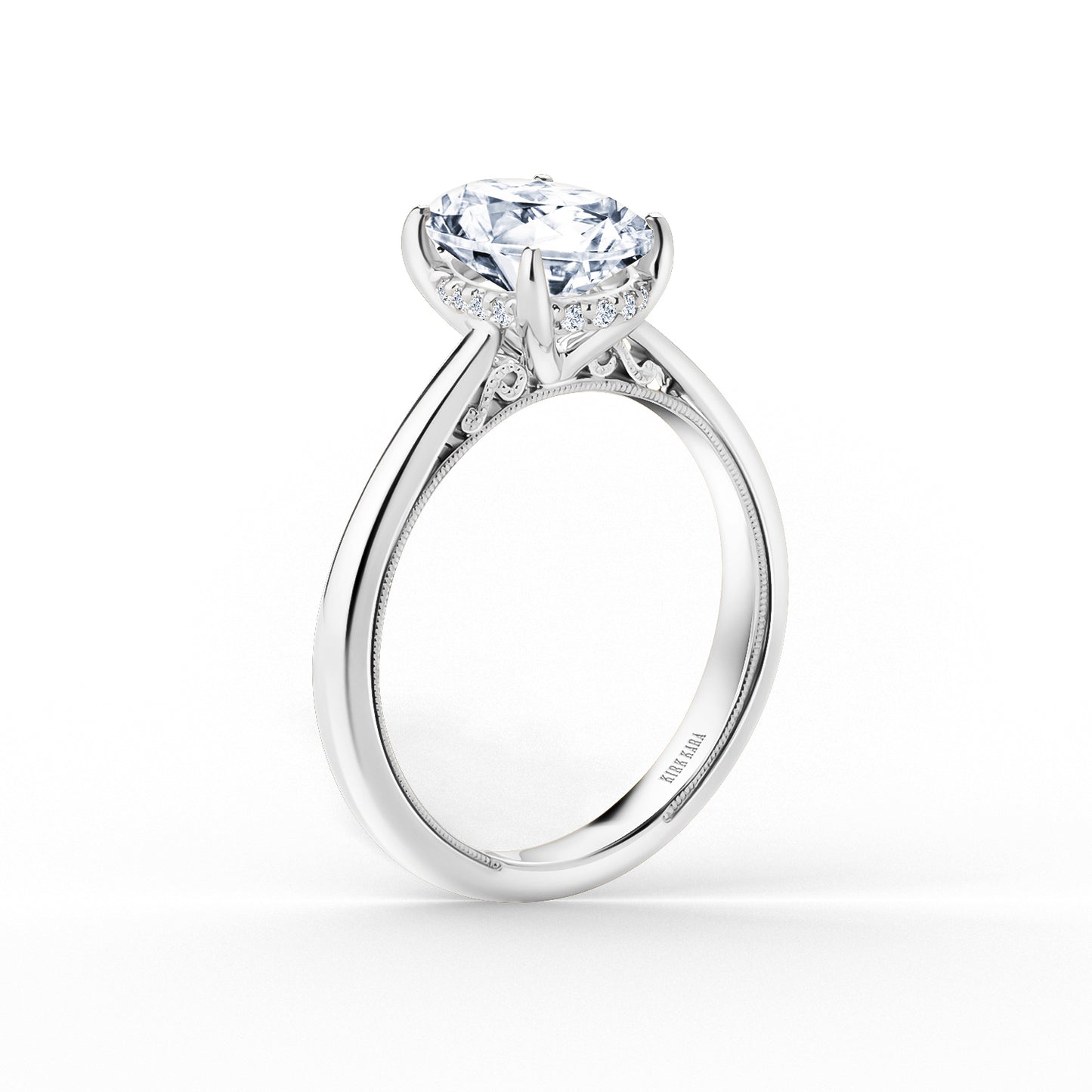 Wide Hidden Halo Classic Solitaire Engagement Ring