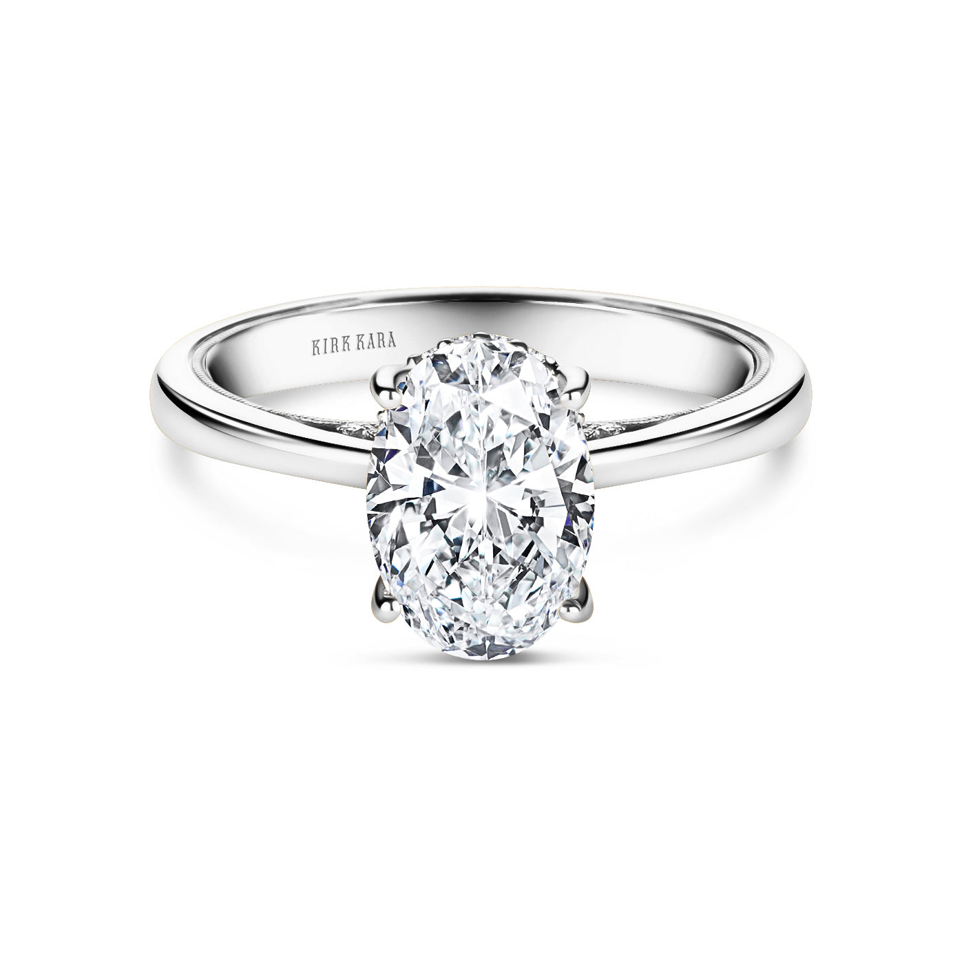 Wide Hidden Halo Classic Solitaire Engagement Ring