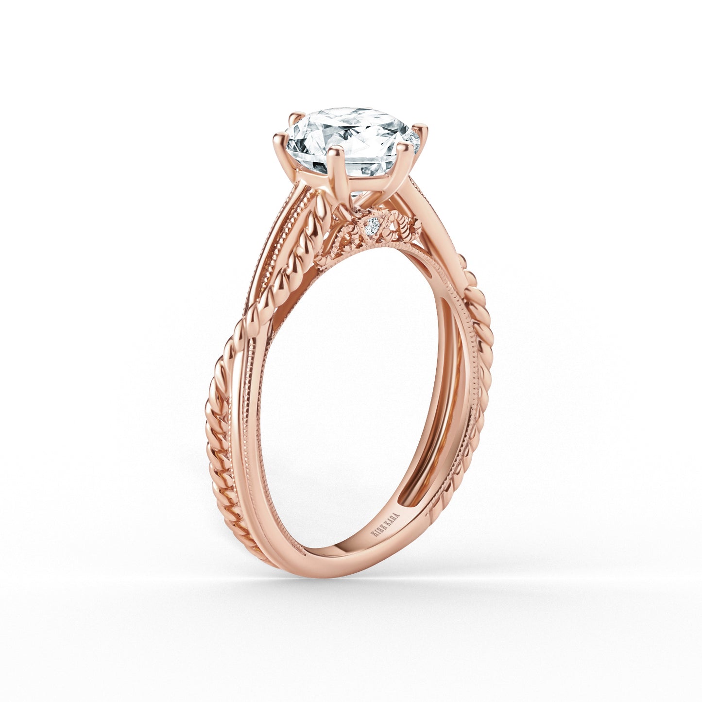 Rope Twist Milgrain Engagement Ring