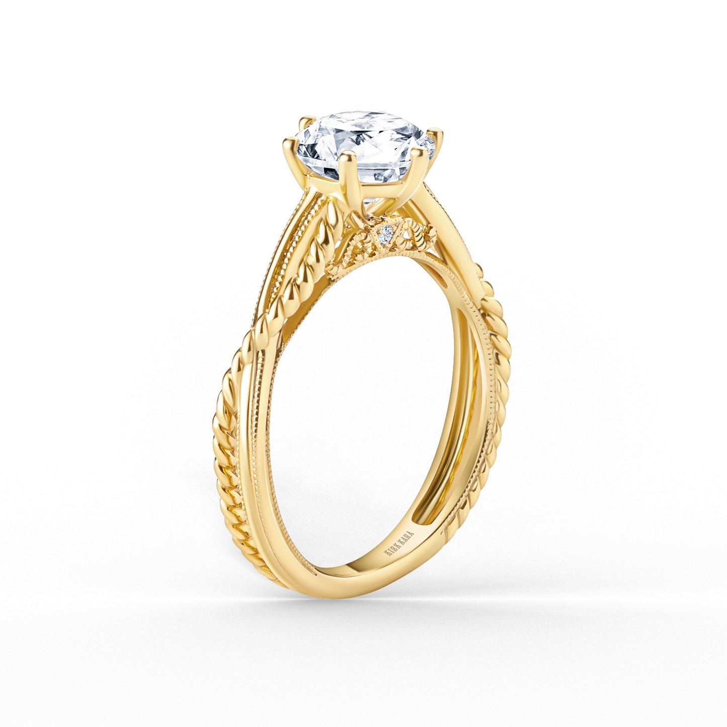 Rope Twist Milgrain Engagement Ring