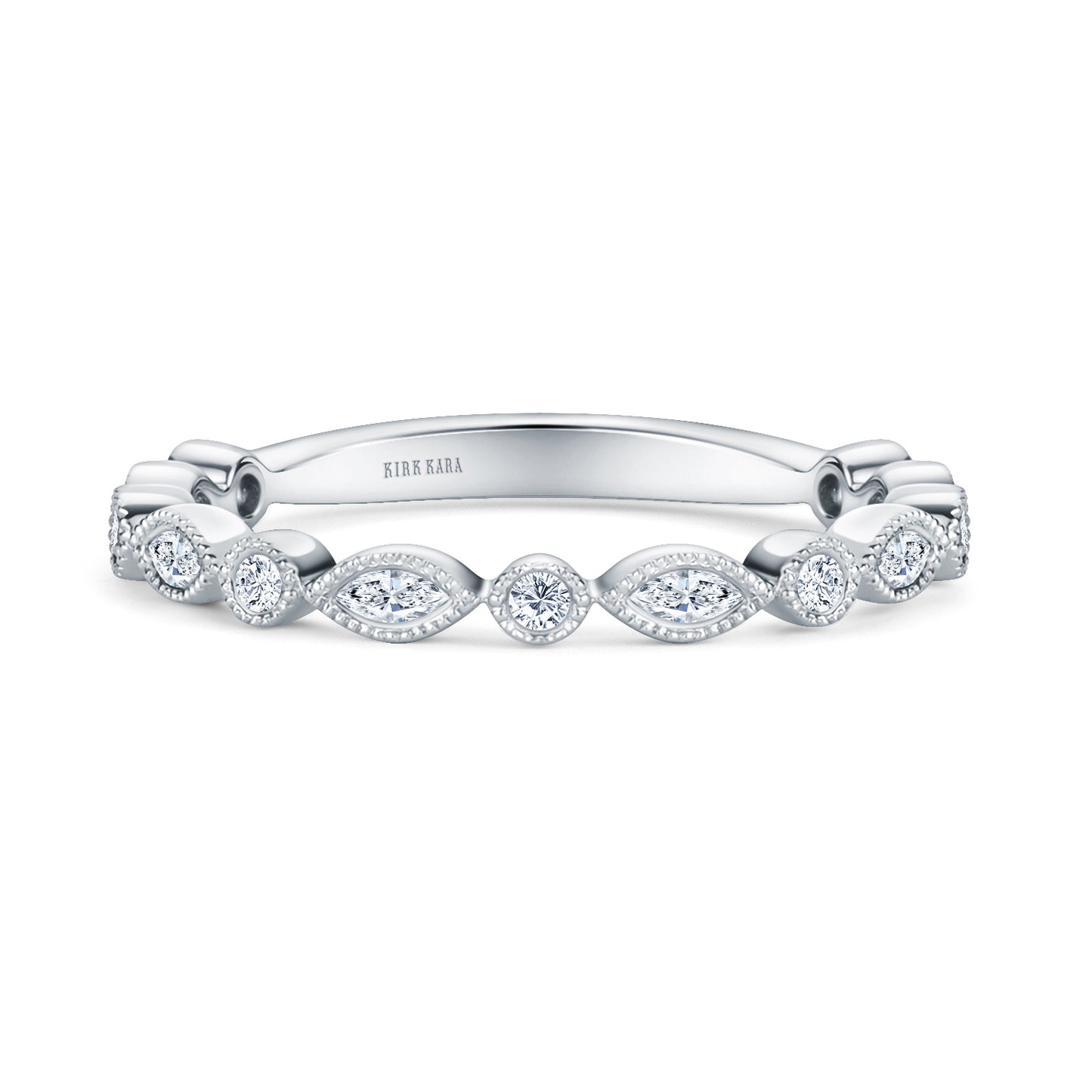 Marquise Round Boho Swirl Diamond Wedding Band