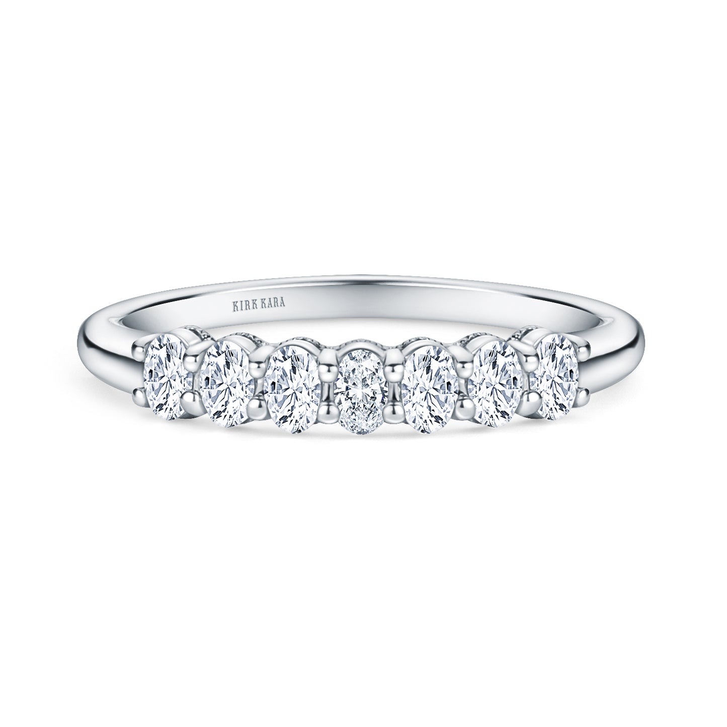 Prong Set Milgrain Oval Diamond Wedding Band