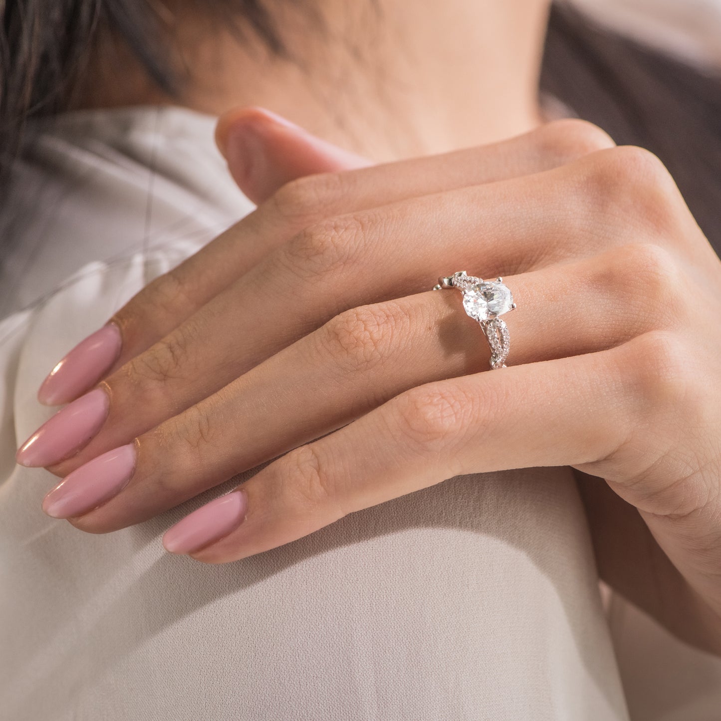 Vintage Inspired Crown Romantic Cathedral Diamond Engagement Ring