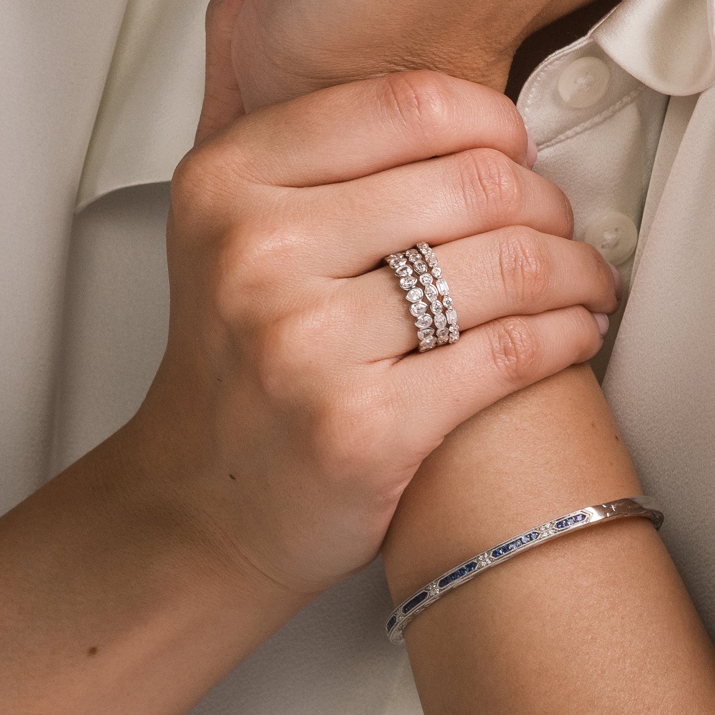 Classic 1 ctw Pear Bezel Eternity Band