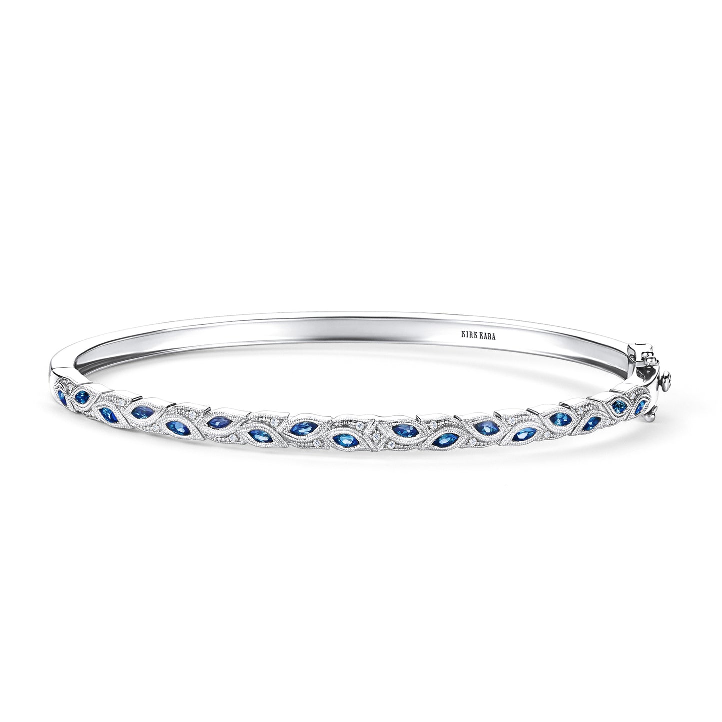 Botanical Floral Blue Sapphire Marquise Bangle Bracelet