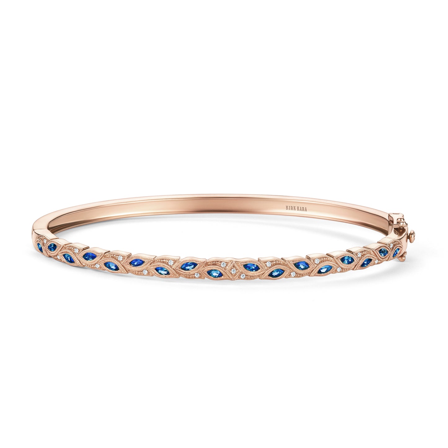 Botanical Floral Blue Sapphire Marquise Bangle Bracelet