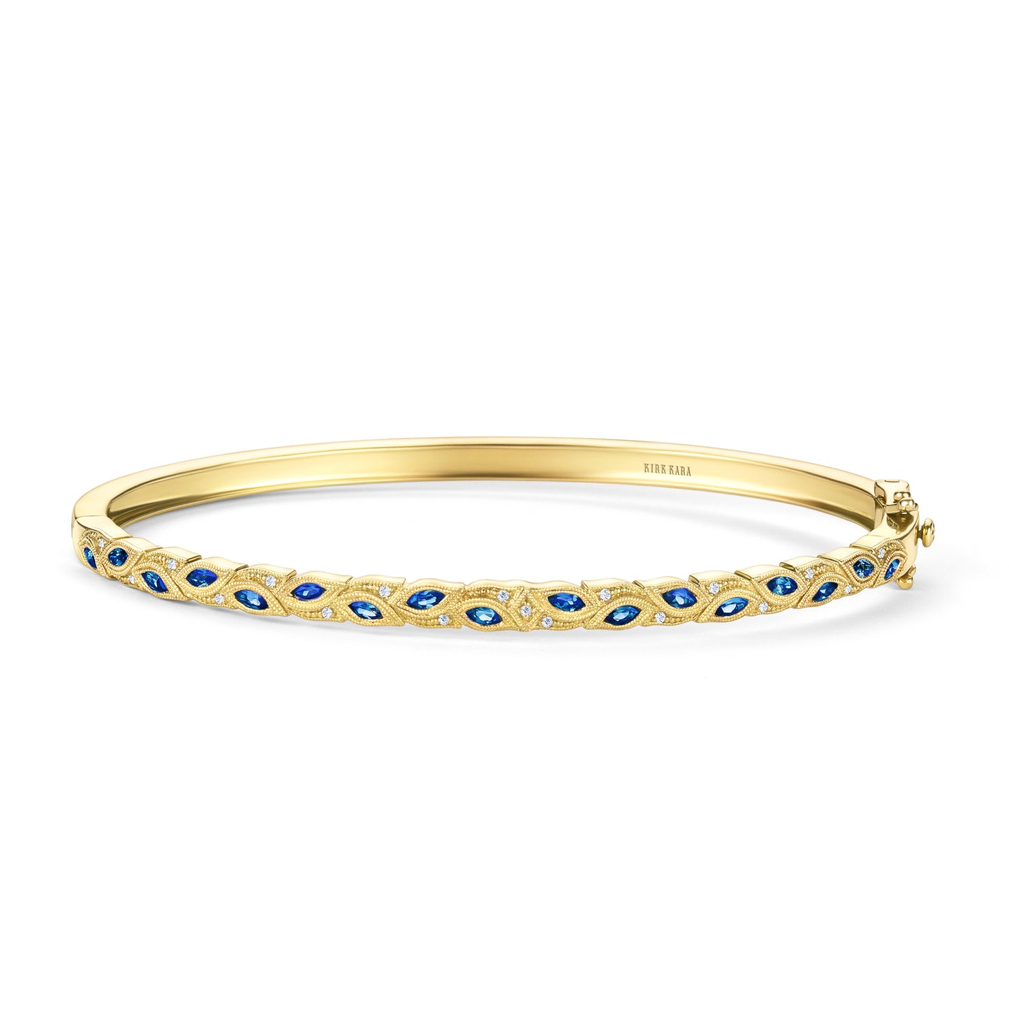 Botanical Floral Blue Sapphire Marquise Bangle Bracelet