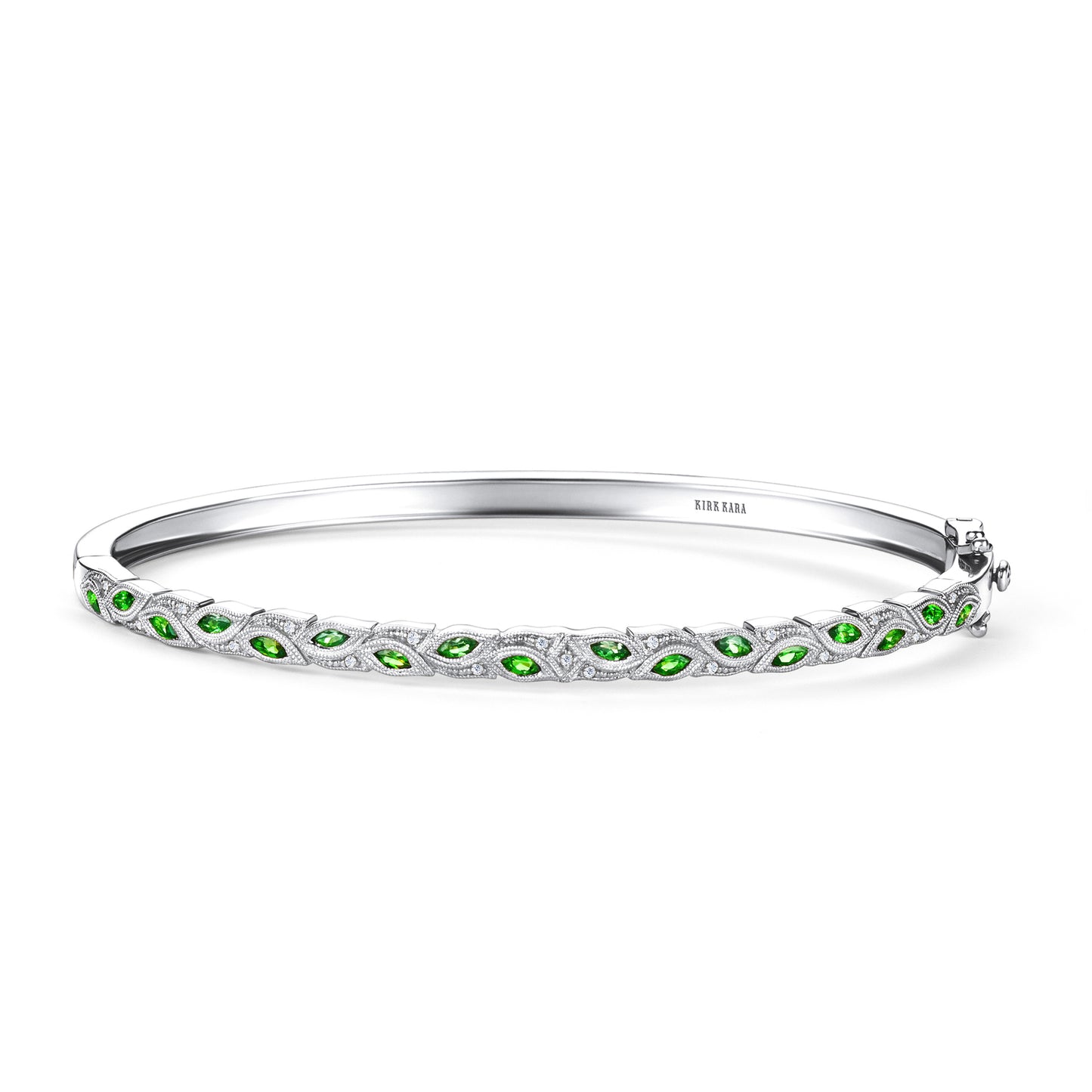 Botanical Floral Tsavorite Marquise Bangle Bracelet