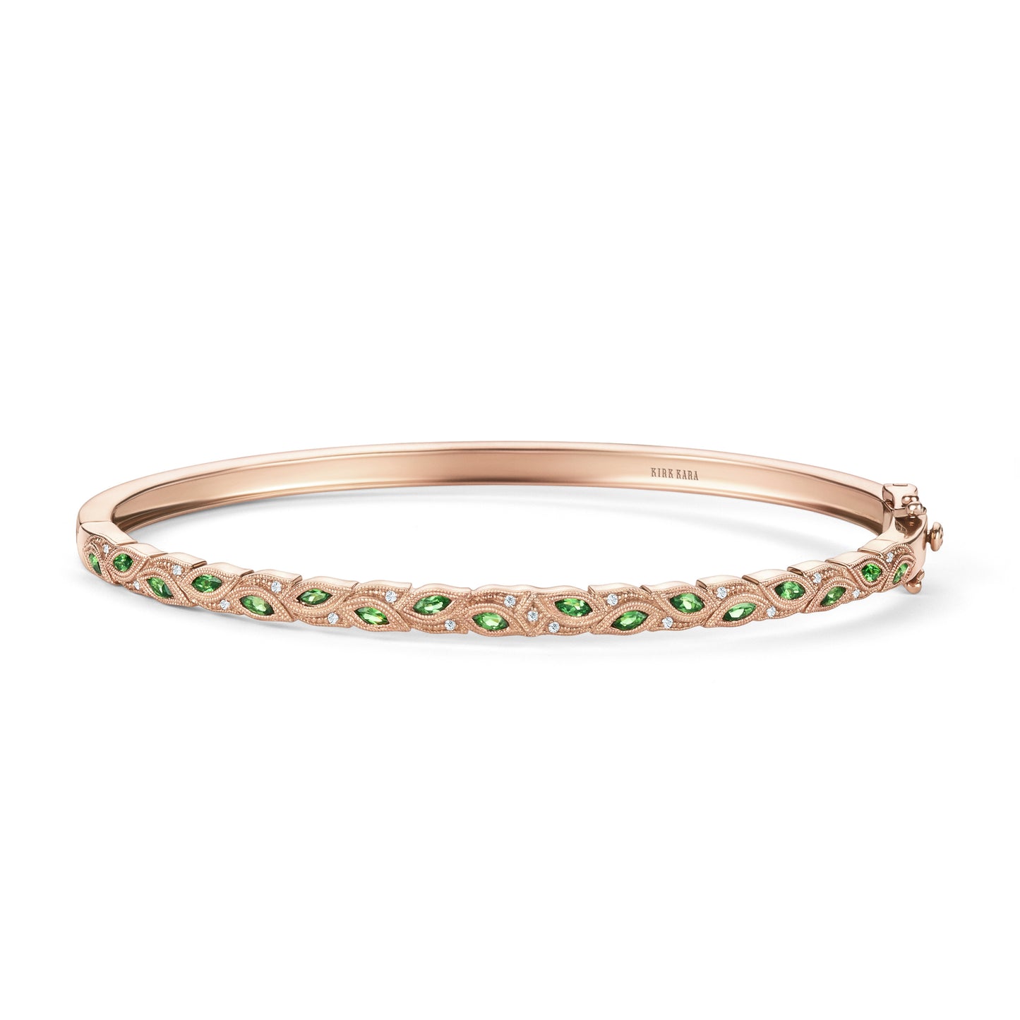 Botanical Floral Tsavorite Marquise Bangle Bracelet