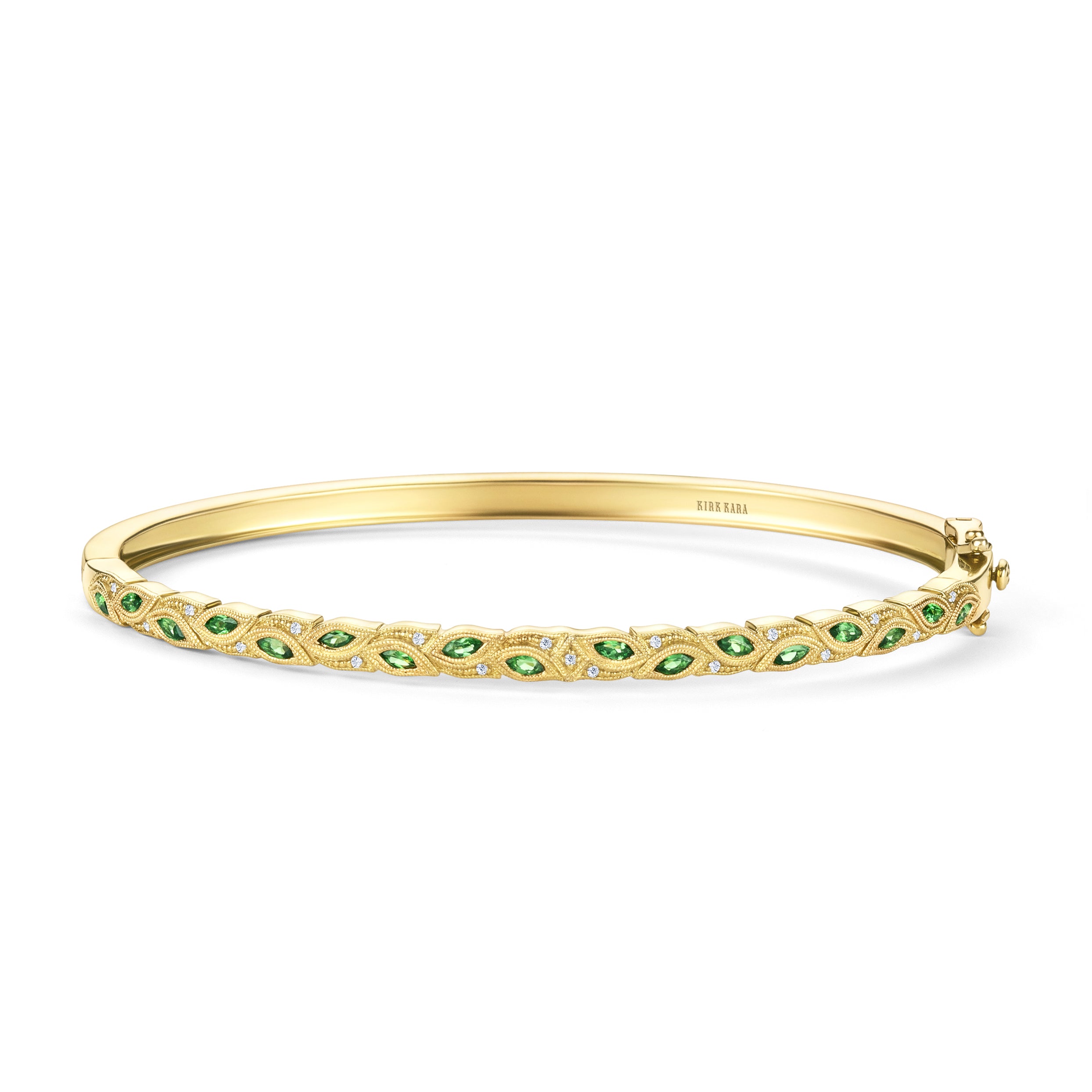 Botanical Floral Tsavorite Marquise Bangle Bracelet