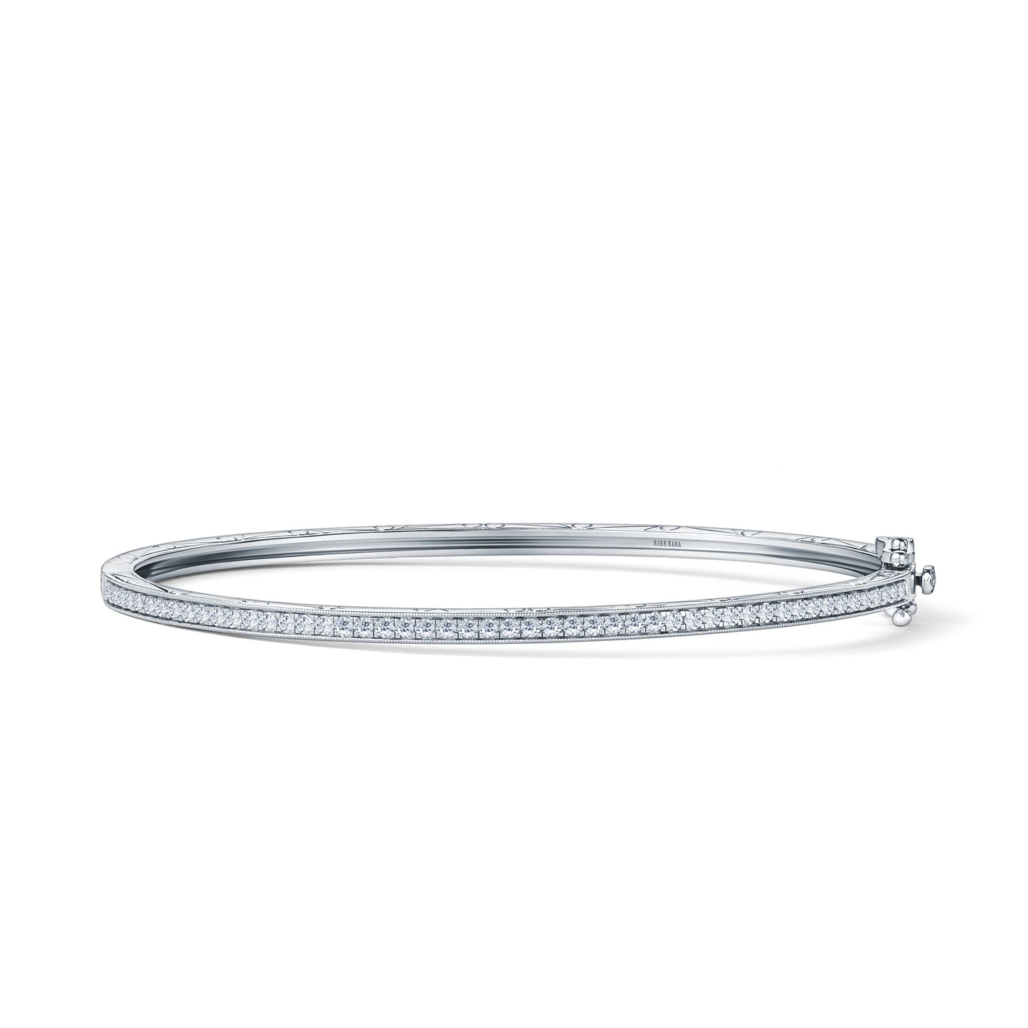 Scroll Engraved Classic Diamond Bangle Bracelet