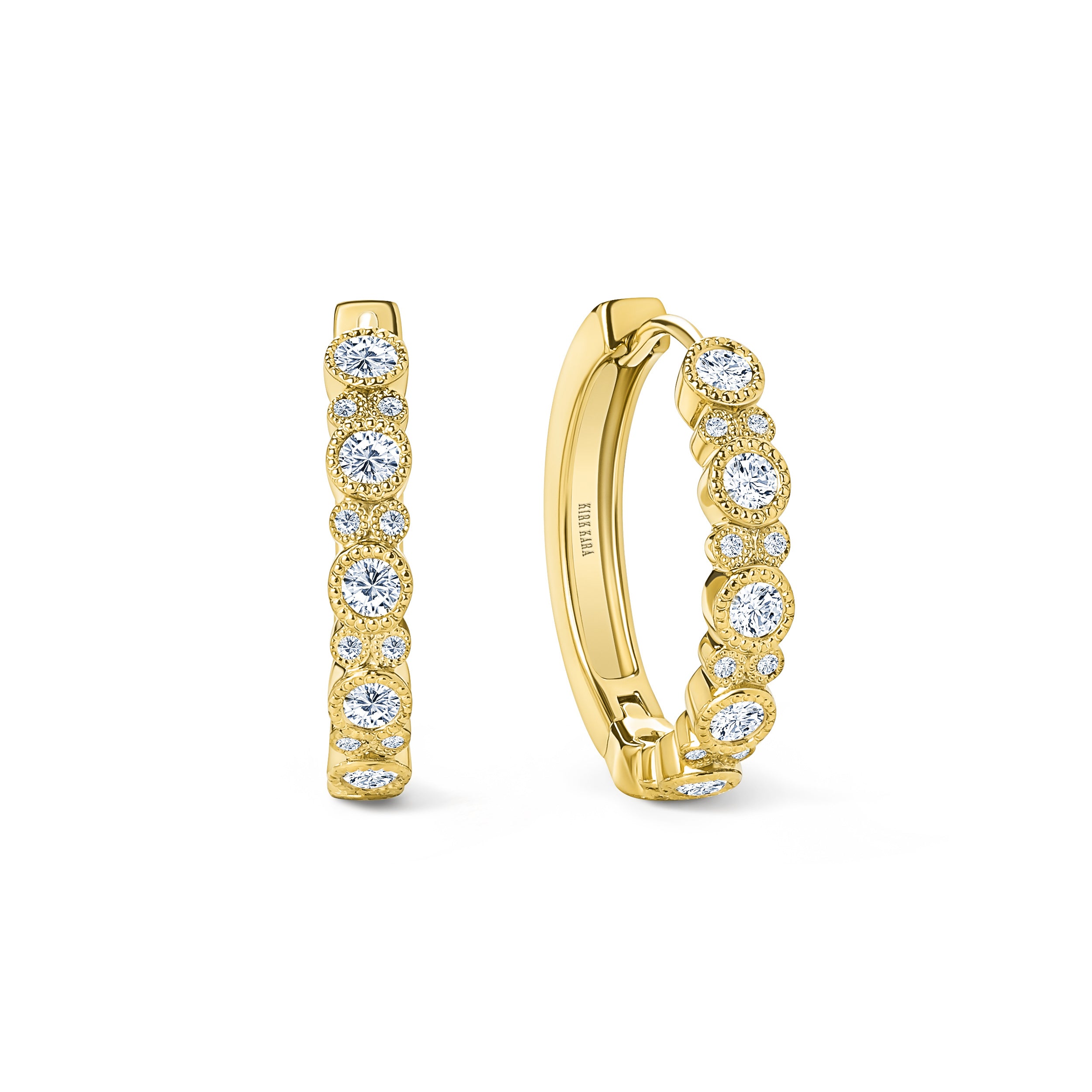 Round Diamond Milgrain Hoop Earrings