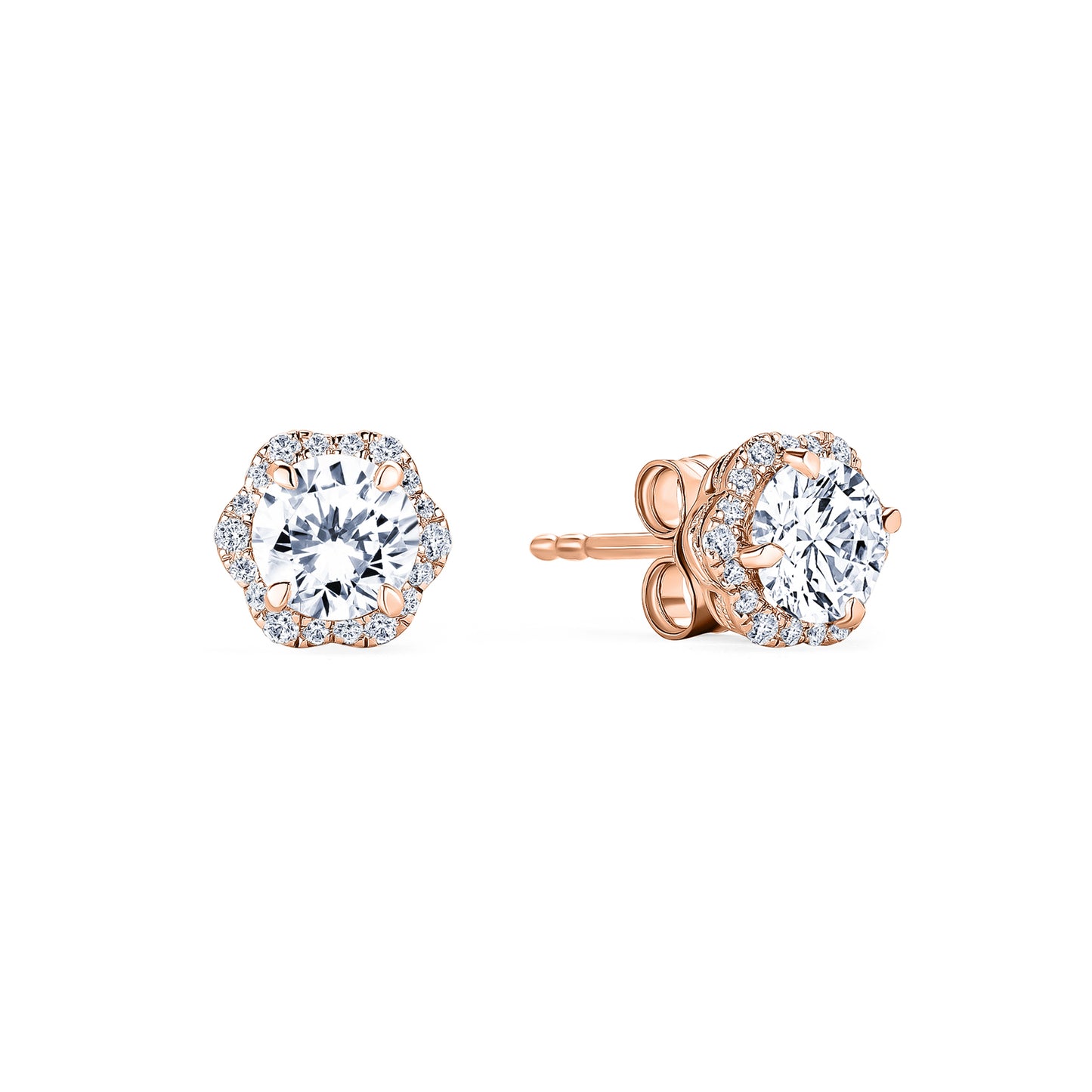 Floral Milgrain White Moissanite Diamond Stud Earrings