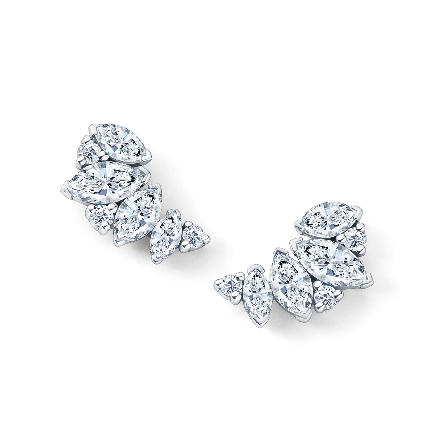Fancy Marquise Cluster Boho Diamond Crawler Earrings