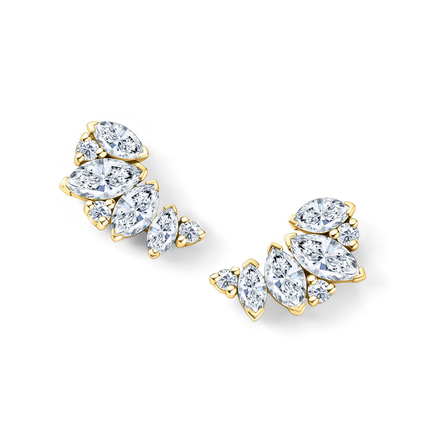 Fancy Marquise Cluster Boho Diamond Crawler Earrings