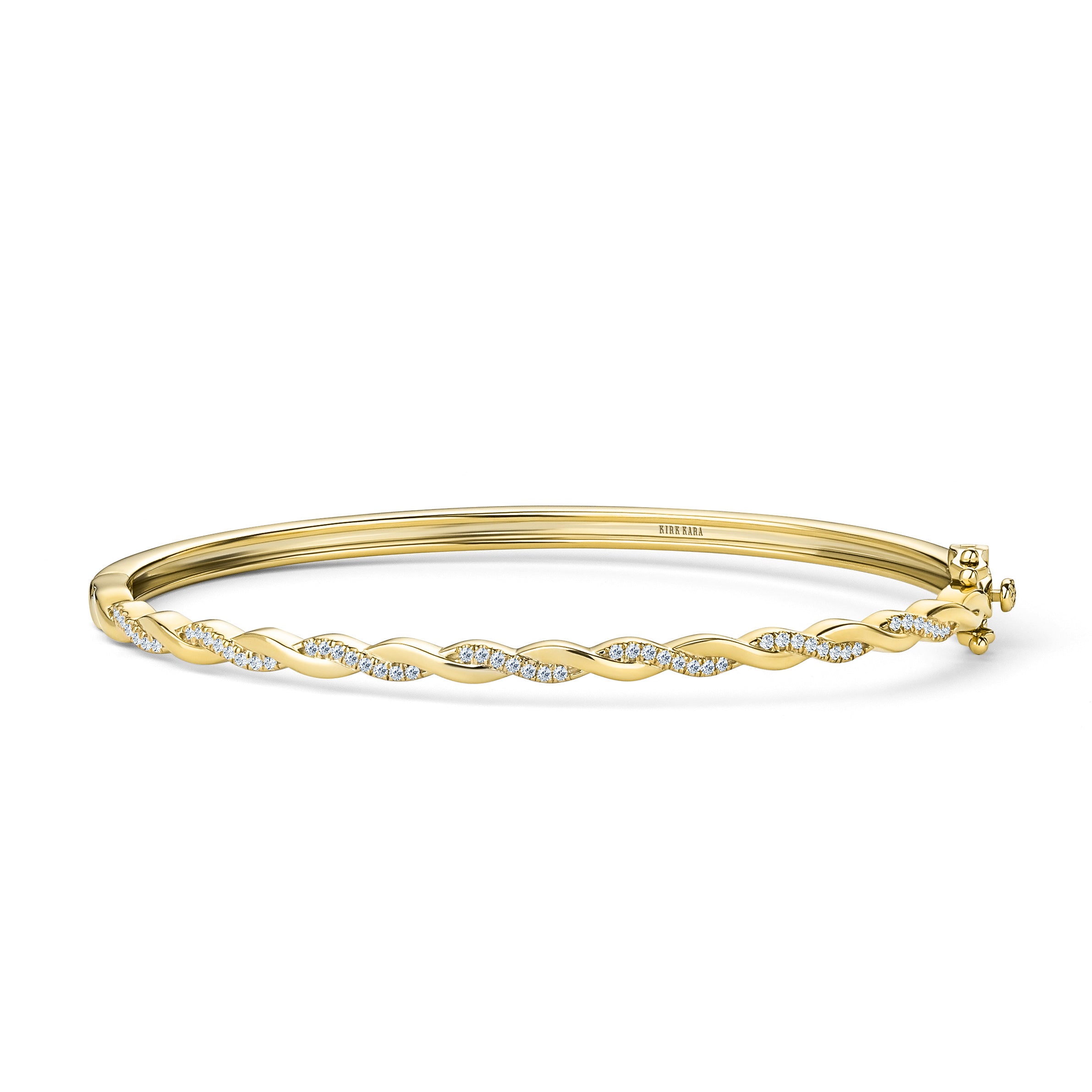 Thin Classic Diamond Twist Bangle Bracelet