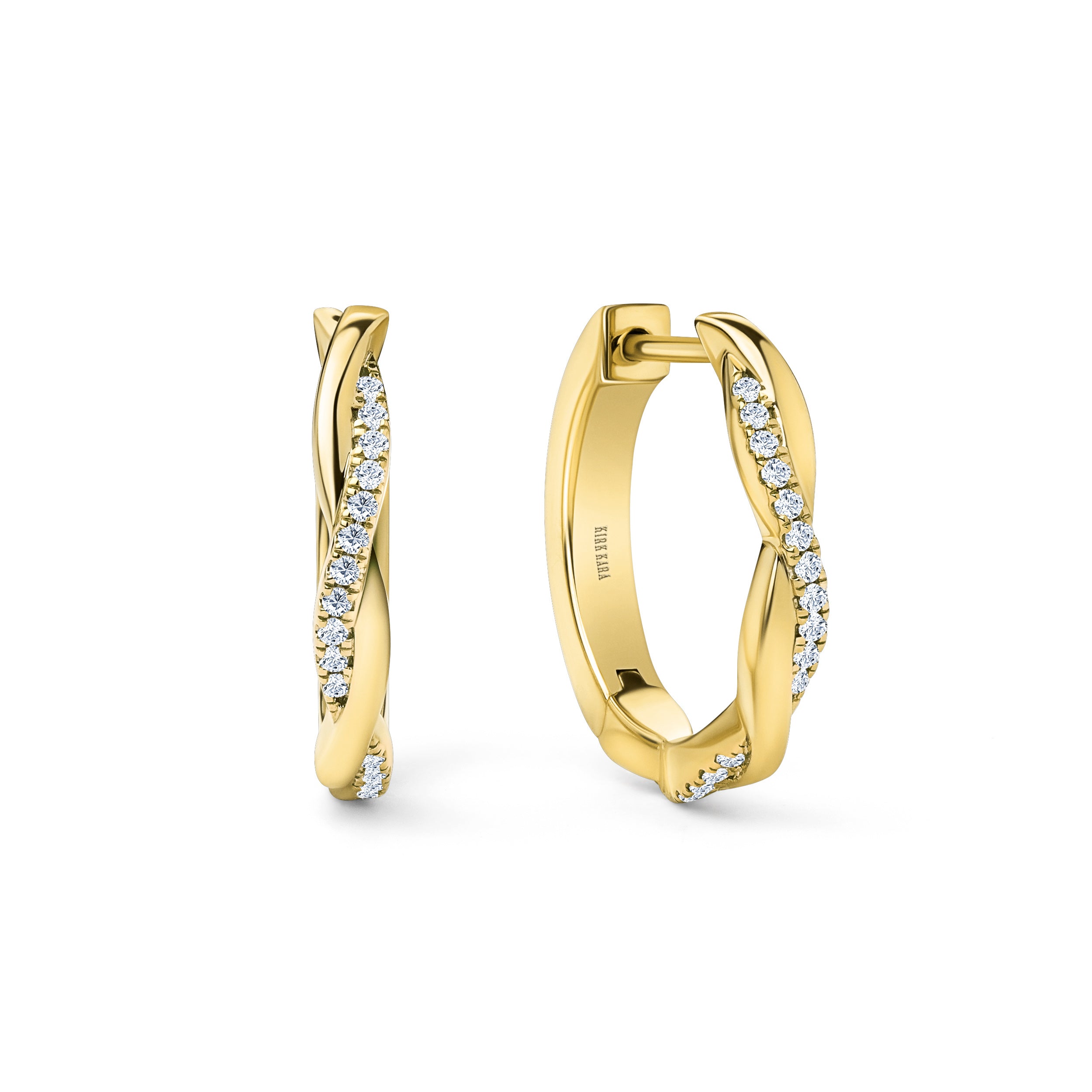 Thin Classic Diamond Twist Hoop Earrings