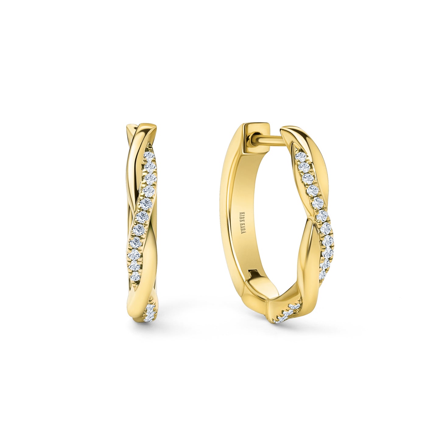 Thin Classic Diamond Twist Hoop Earrings