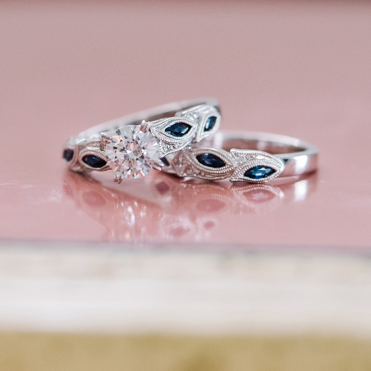 Botanical Floral Ring with 1ct Round Certified Lab Diamond Center