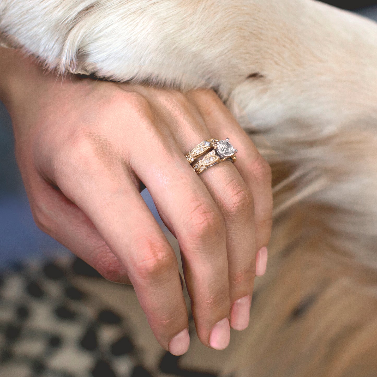 Pavé Leaf Floral Diamond Wedding Band