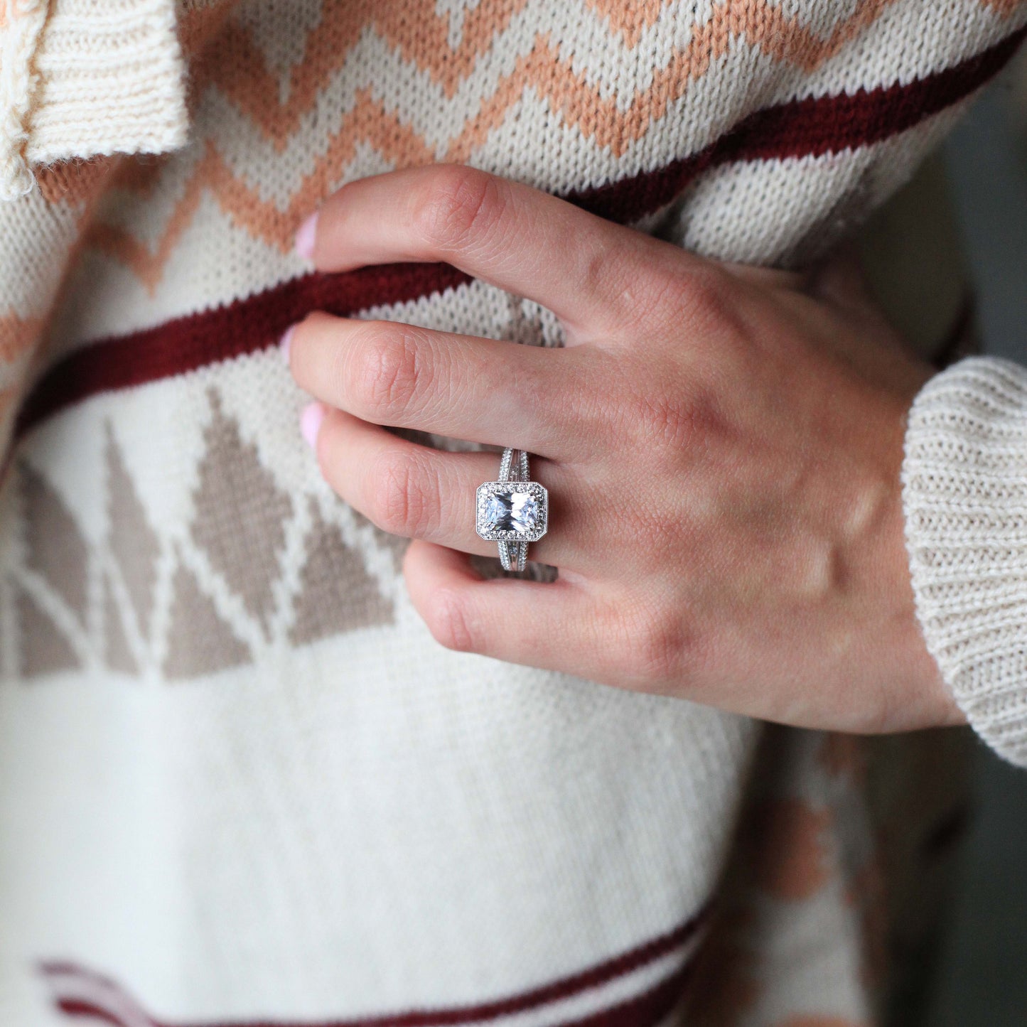 Elegant Micro Pavé Halo Diamond Engagement Ring