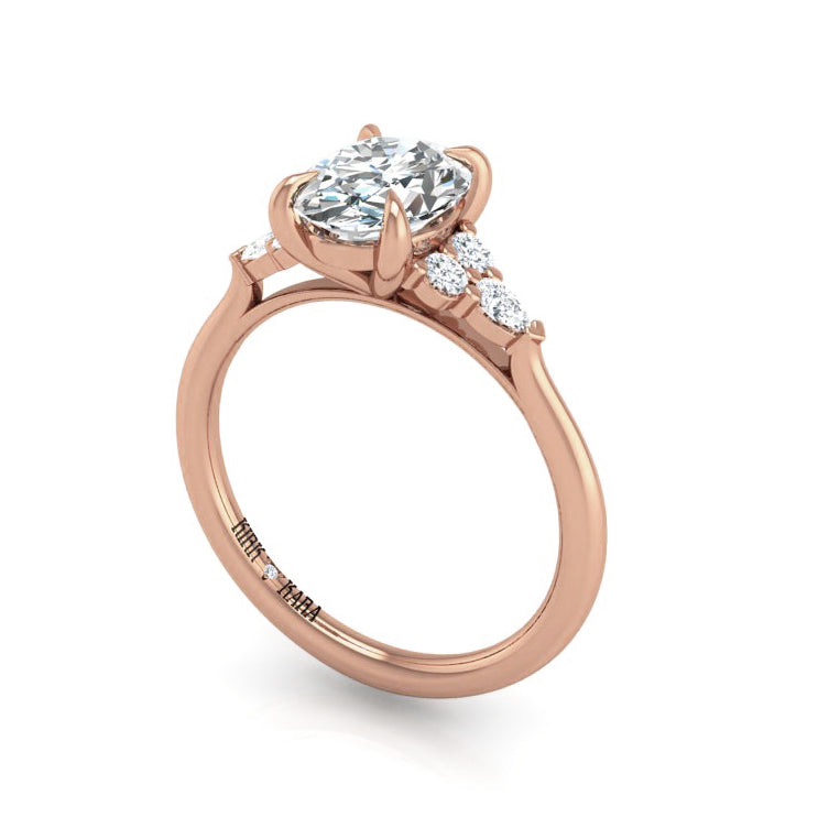 Preset Cluster Side Stone Oval Lab Diamond Engagement Ring