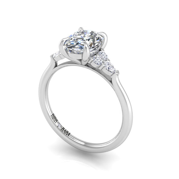 Preset Cluster Side Stone Oval Lab Diamond Engagement Ring