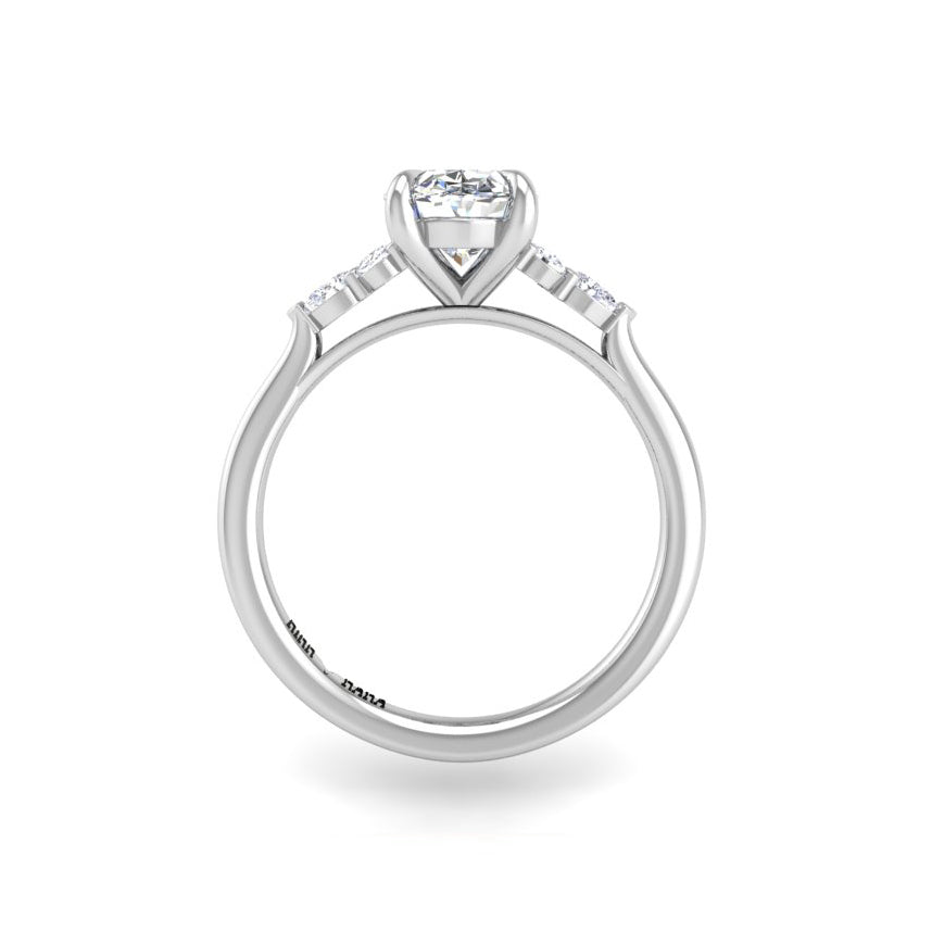 Preset Cluster Side Stone Oval Lab Diamond Engagement Ring