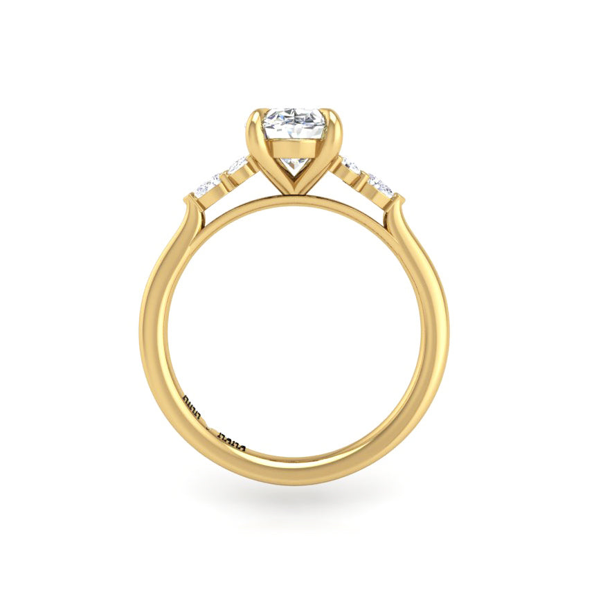 Preset Cluster Side Stone Oval Lab Diamond Engagement Ring