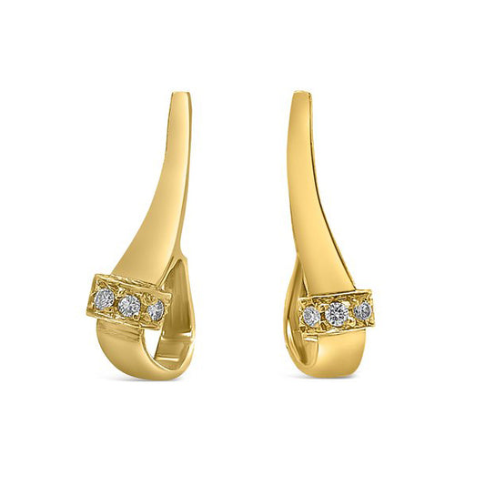 18K Yellow Gold Retro Diamond Drop Earrings
