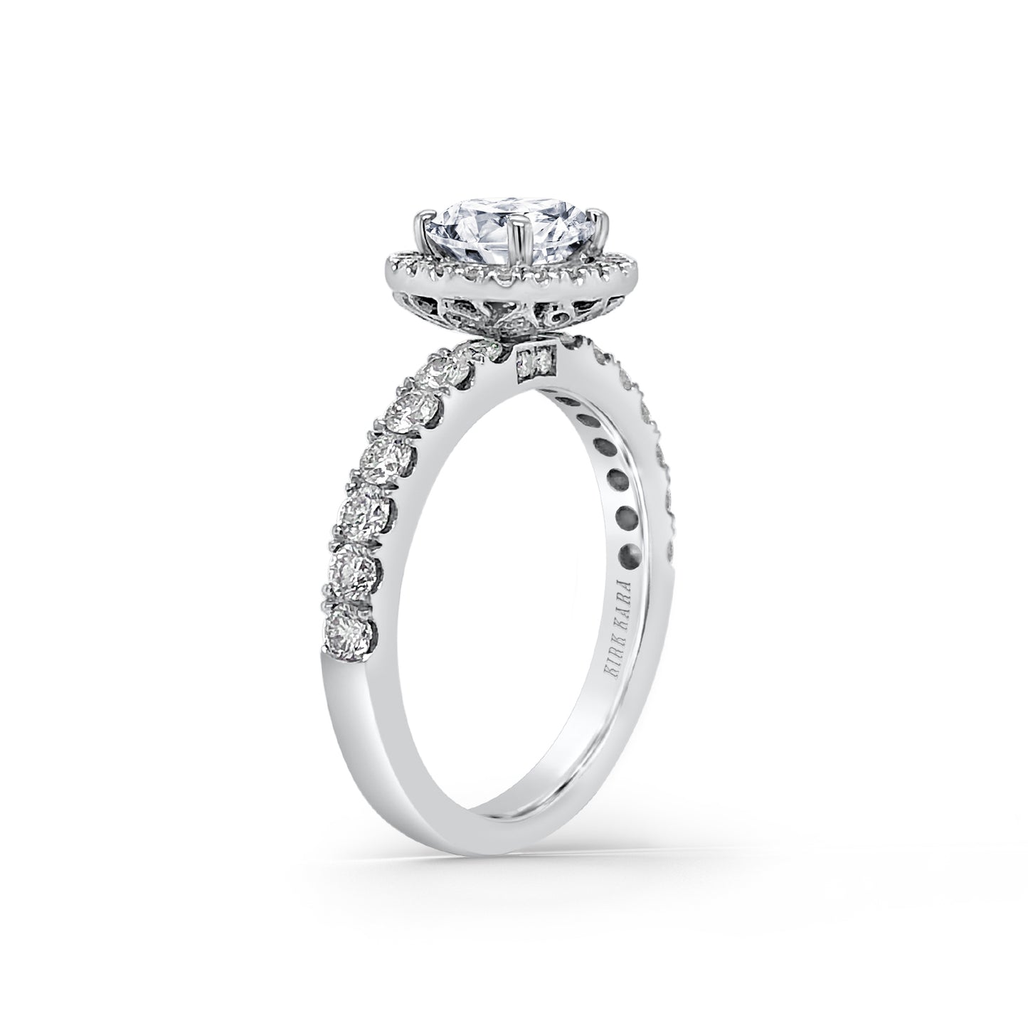18K White Gold Classic Diamond Halo Engagement Ring
