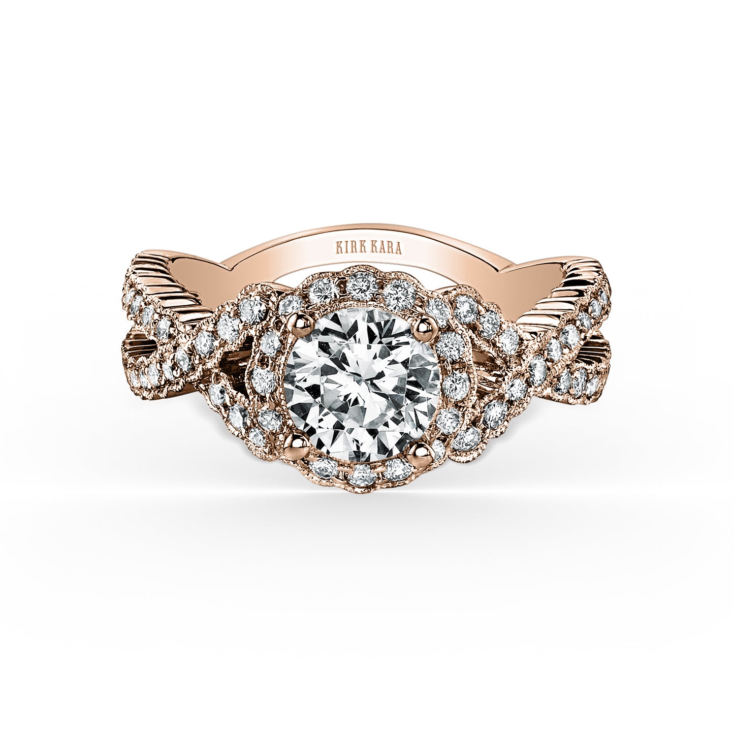Vintage Halo Split Shank Diamond Engagement Ring