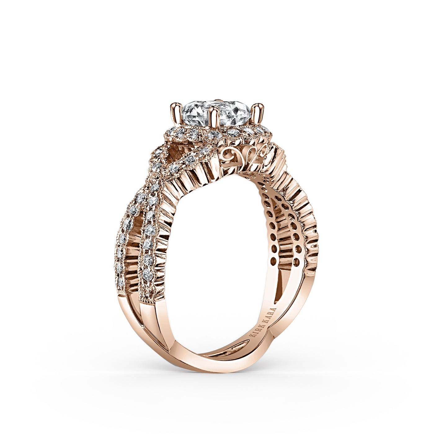 Vintage Halo Split Shank Diamond Engagement Ring