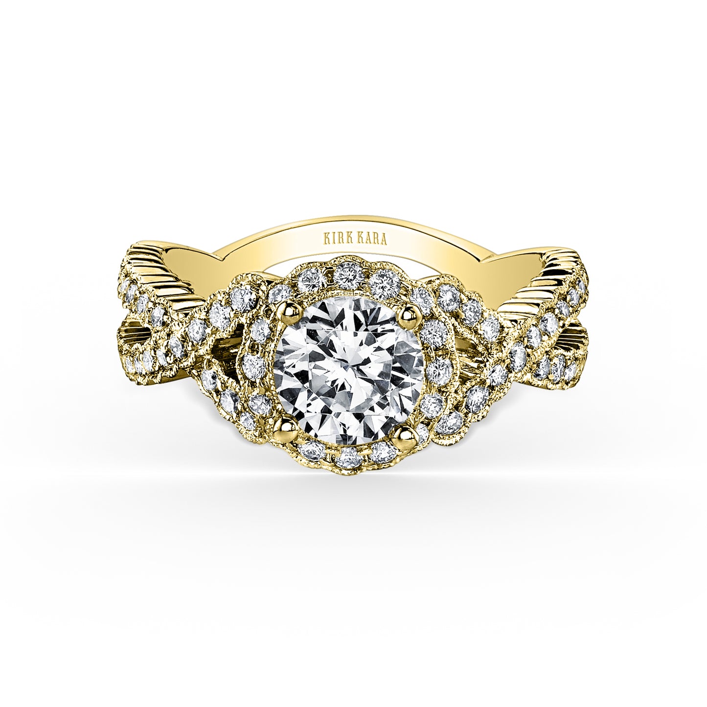 Vintage Halo Split Shank Diamond Engagement Ring